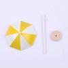 FRECI 1/12 Dollhouse Beach Umbrella Plastic Deck Chair Umbrella Beach Accessories Aquarium Terrariums Decoration Cake Ornaments - Yellow L view 3