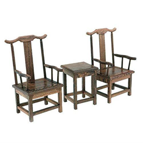 EatingBiting 1:6 Small Miniature Handcraft Furniture Retro Wood End Table Armchairs 3Pc Home mini Furniture Model Display Decor Great handcrafts Collections