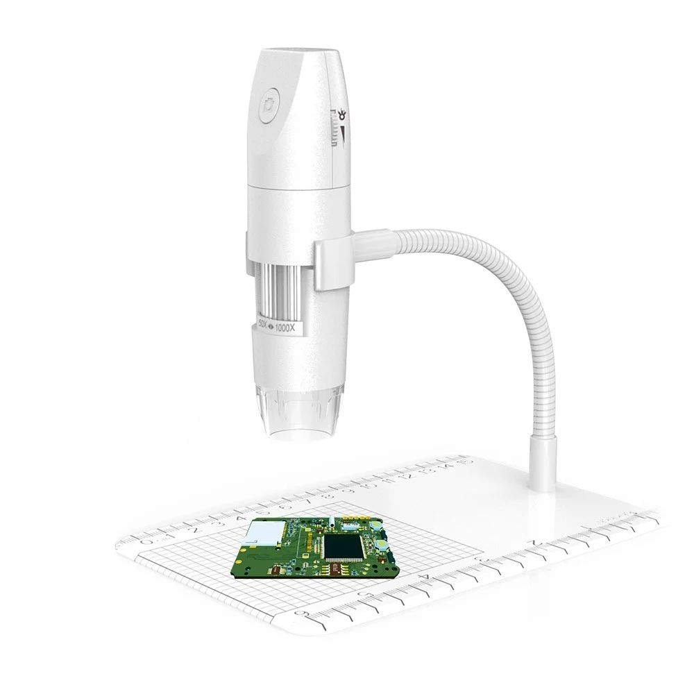 2.0MP Multifunctional Wireless Microscope WiFi Portable High-Definition Microscopes with 8 Adjustable Brightness LED Lights - White