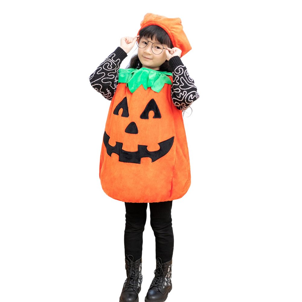 DearSun Halloween Costume, Kids Pumpkin Costume, Lantern Face Fancy Dress up for Carnival,Soft Thick and Comfortable Plush Fabric (M Size for 4-5yrs)