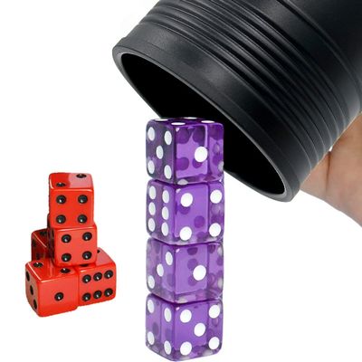 Dice Cup Set with 4 Pcs 19mm and 5 Pcs 18mm Standard 6 Sided Dices Straight Dice Cup with Storage Bag Dice Cup Shaker Black