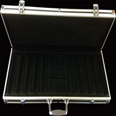 Las Vegas Style 500 Black Aluminum Chip Case Holds 2 Decks of Cards and 500 Poker Casino Chips