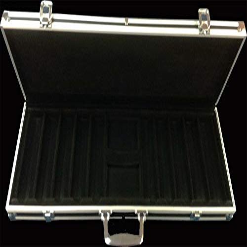 Las Vegas Style 500 Black Aluminum Chip Case Holds 2 Decks of Cards and 500 Poker Casino Chips