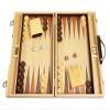 15-inch Wood Backgammon Set - Black/Zebra Wood Board - Oak Inlaid Field view 2