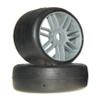 GRP GTK02-S5 1:8 GT T02 Slick S5 Medium Mounted Tires Spoked Silver Wheel (2) view 1