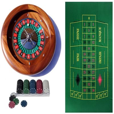 Dal Negro Home Roulette Set - Mahogany 36cm Roulette Wheel Game Set with 200 Casino Chips, Roulette Mat - Home Casino Set - Casino Games and Equipment