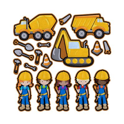 Construction Worker Crew Felt Play Art Set Flannel Board Story Storyboard Pieces