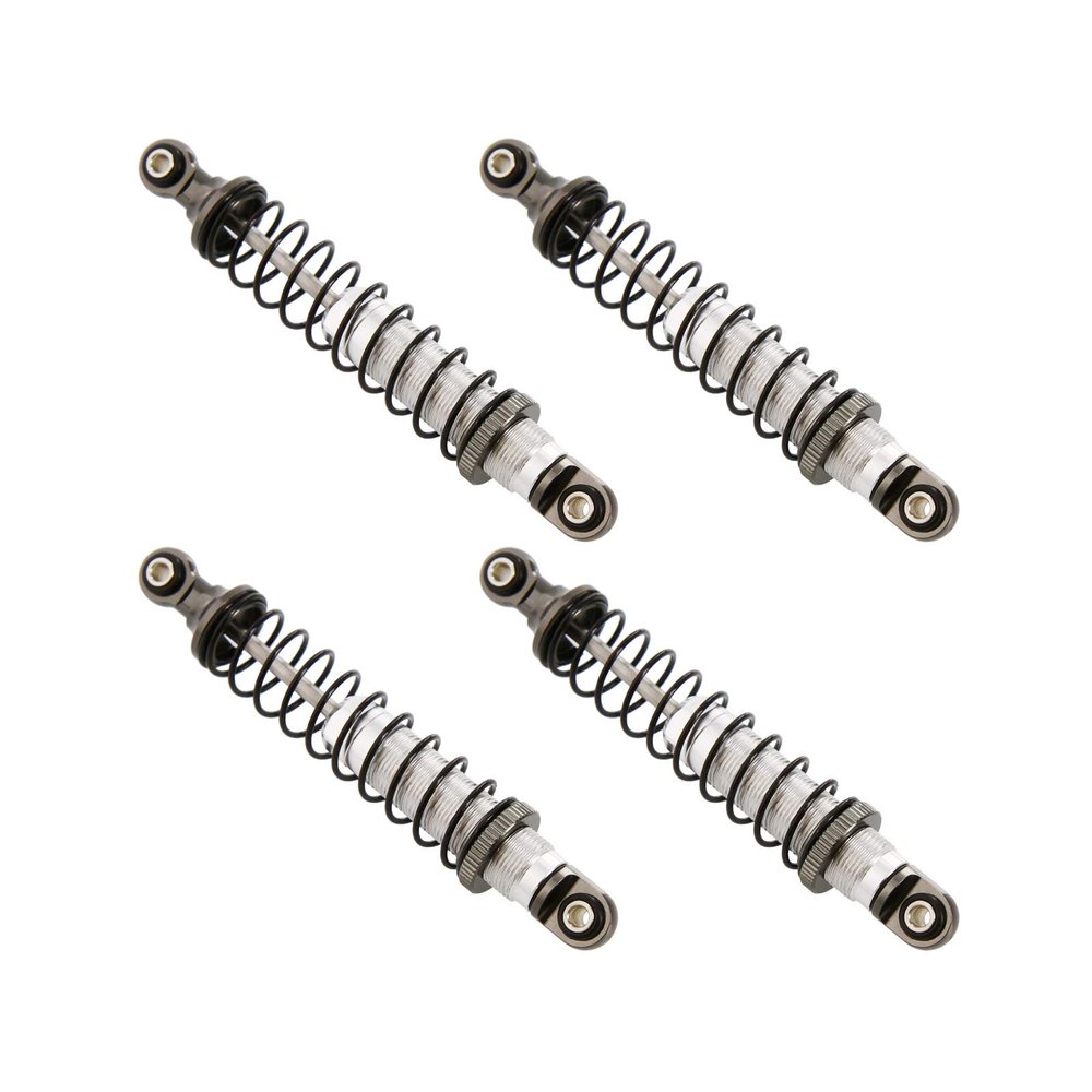 Atomik - Alloy Front & Rear Shock Set - RC Car Replacement for Axial SCX10 II - Hardened Billet 6061 Aluminum - Lightweight & Durable Performance - Front & Rear Chassis Upgrade - Grey