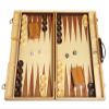 18-inch Wood Backgammon Set - Black/Zebra Wood Board - Oak Inlaid Field view 2