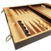 18-inch Wood Backgammon Set - Black/Zebra Wood Board - Oak Inlaid Field view 3