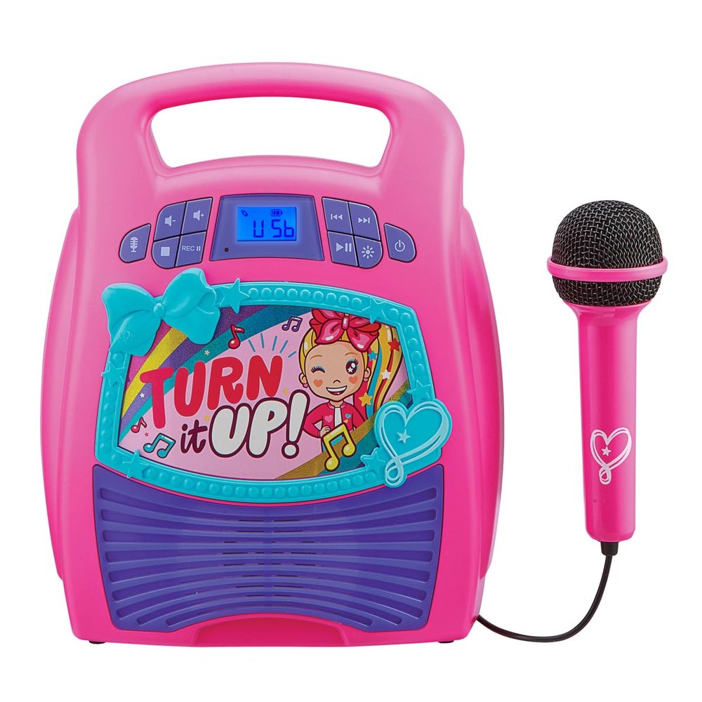 ekids JoJo Siwa Bluetooth Karaoke Machine, Portable Bluetooth Party Speaker with Microphone for Kids, Speaker with USB Port to Play Music