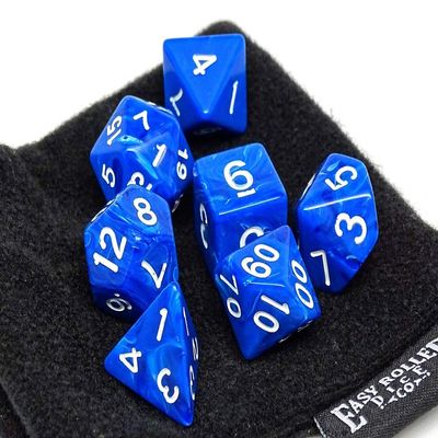 7 Piece Blue Fossil Polyhedral Dice Set - Classic RPG Dice Set for Tabletop Gaming - Includes a Free Small Dice Bag