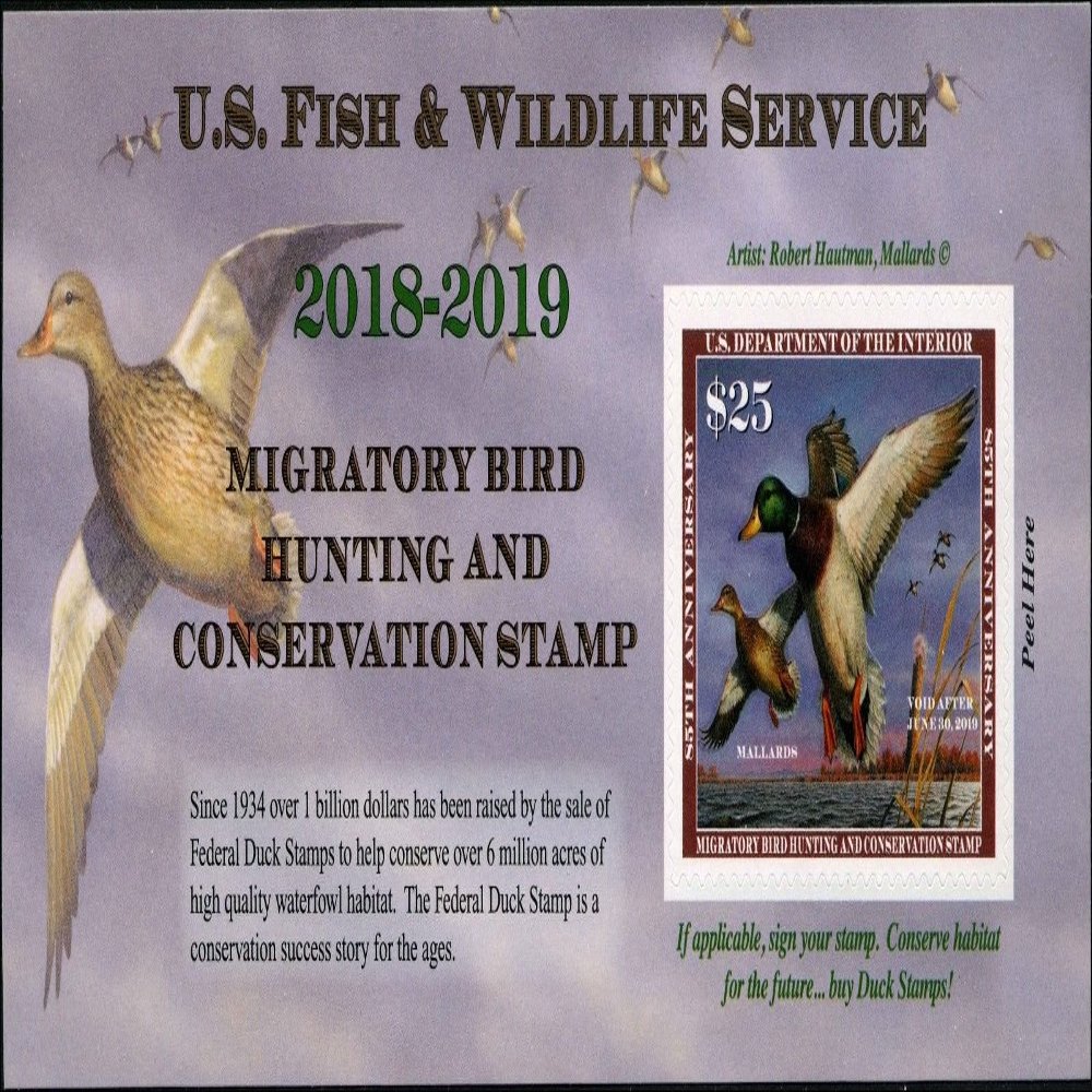 2018 Mallards $25 Dollar Federal Duck ATM Pane Mint Condition Scott RW85a