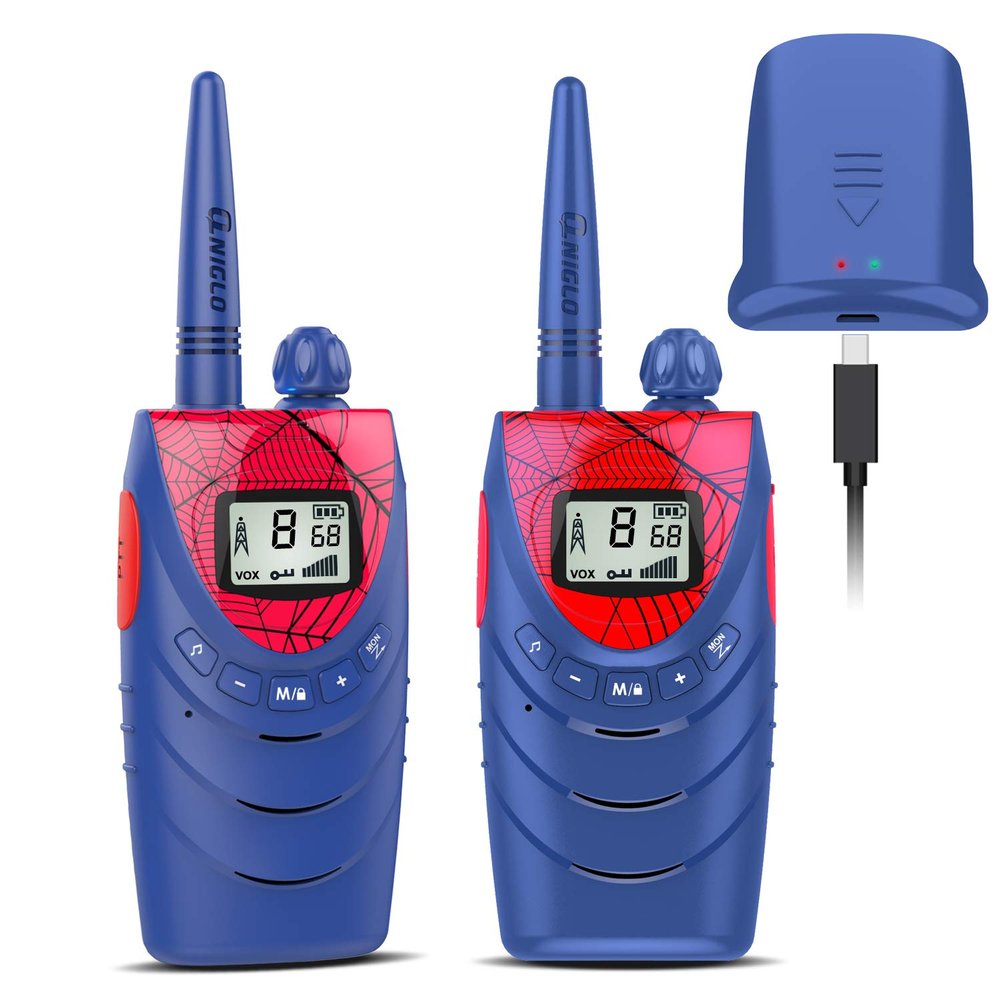 QNIGLO Walkie Talkies for Kids 2 Pack, Toys Gifts for 3 4 5 6 7 8 Year Old, Ideal Easter Gift for Boys and Girls, Outdoor Activities, Camping, Hiking