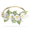 California Tot Felt Floral Daisy Crown  Soft & Stretchy Nylon Headband for Infants, Babies, Toddlers, and Girls  Wildflower Green Leaves & White Daisy Headpiece view 1