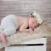 California Tot Felt Floral Daisy Crown  Soft & Stretchy Nylon Headband for Infants, Babies, Toddlers, and Girls  Wildflower Green Leaves & White Daisy Headpiece view 3