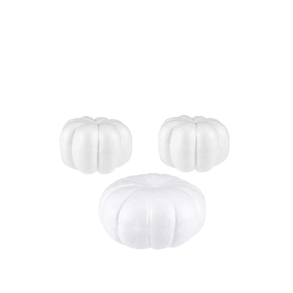 Amosfun 3Pcs Foam Pumpkins for Crafts Simulation Pumpkin Decoration Halloween Harvest Thanksgiving Party Centerpieces (2Pcs 13CM + 1PC 20CM)