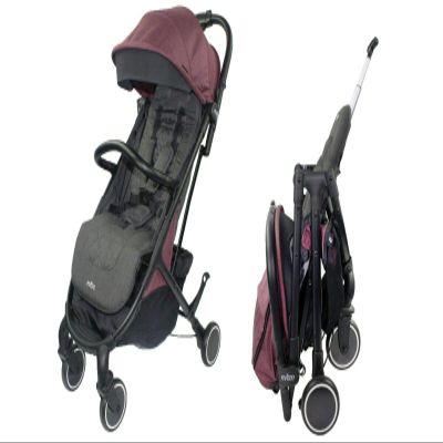 Evezo Channy Lightweight Roll 'N' Go Folding Travel Stroller- Gray (Dusty Rose)