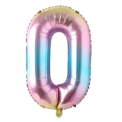 32 Inch Number Balloons Foil Ballon Rainbow Gradient Digit Ball Colorful Wedding Birthday Party Decoration Baby Shower Supplies (32 inch Rainbow 0)