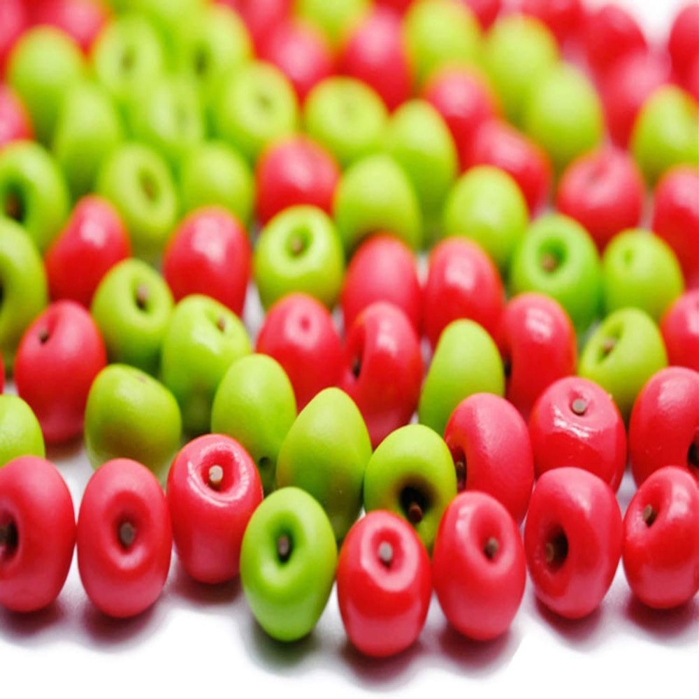 40 Red and Green Apple Dollhouse Miniatures Toys & Food Kitchen by Handmade Size 1.0x1.0 cm