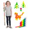 Plus Plus 500 Piece Super Tube, Interlocking Building Block 3D Puzzle Kit, Kids Stem Connecting Toys - Neon Color Mix view 1