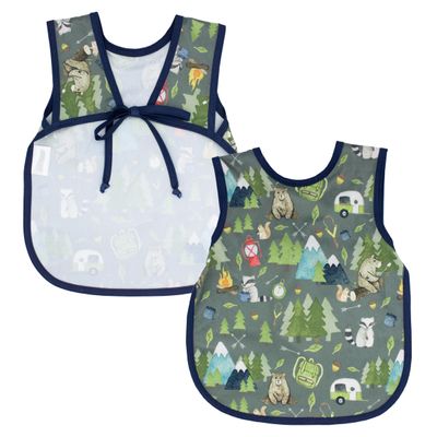 BapronBaby Camping Bears Bapron - No Neck Tie Safer Bib for Baby & Toddler - Soft Waterproof Stain Resistant - Machine Washable - Sz Preschool 3-5yrs