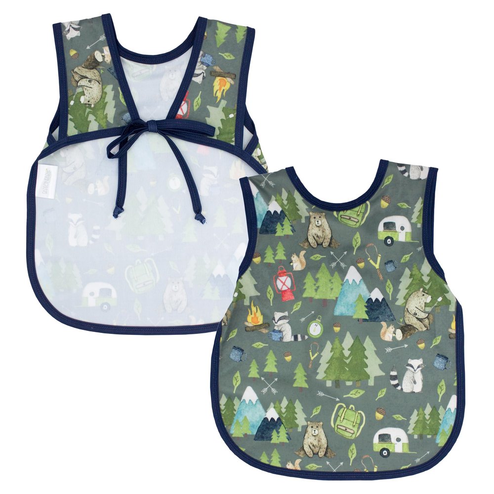 BapronBaby Camping Bears Bapron - No Neck Tie Safer Bib for Baby & Toddler - Soft Waterproof Stain Resistant - Machine Washable - Sz Preschool 3-5yrs