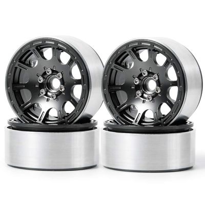 4Pcs 2.2 Alloy Beadlock Wheel Rims for 1/10 RC Wraith SCX10 TRX-4 D90 Crawler Car (Titanium)