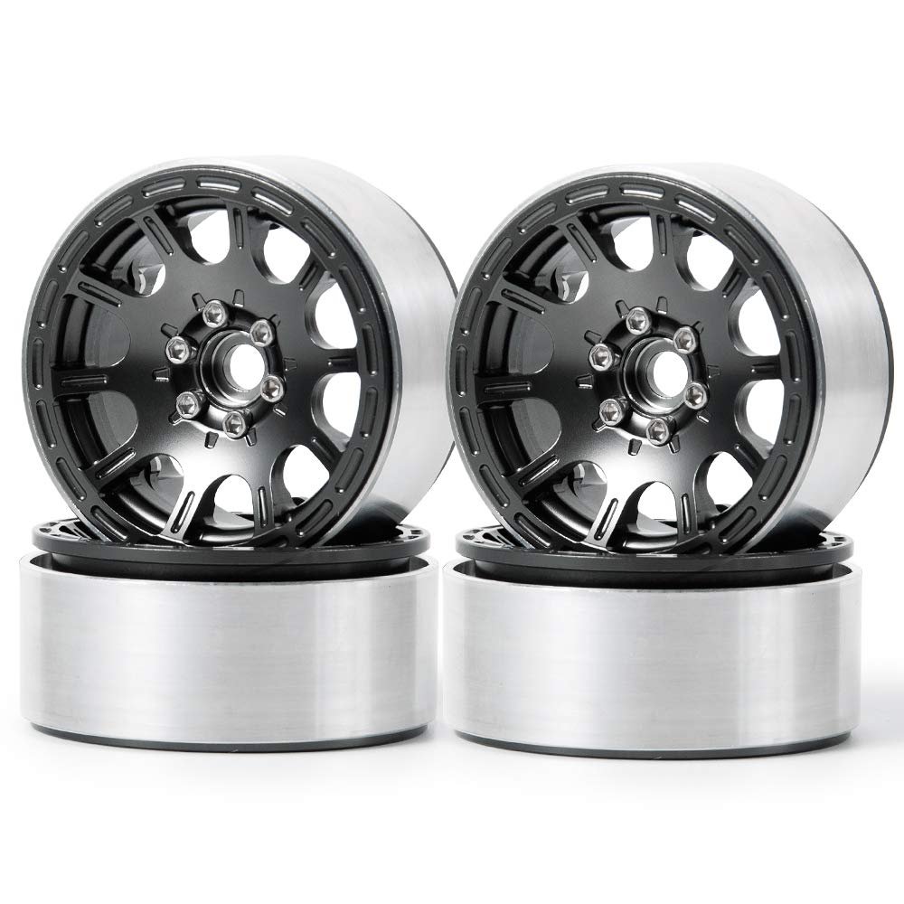 4Pcs 2.2 Alloy Beadlock Wheel Rims for 1/10 RC Wraith SCX10 TRX-4 D90 Crawler Car (Titanium)