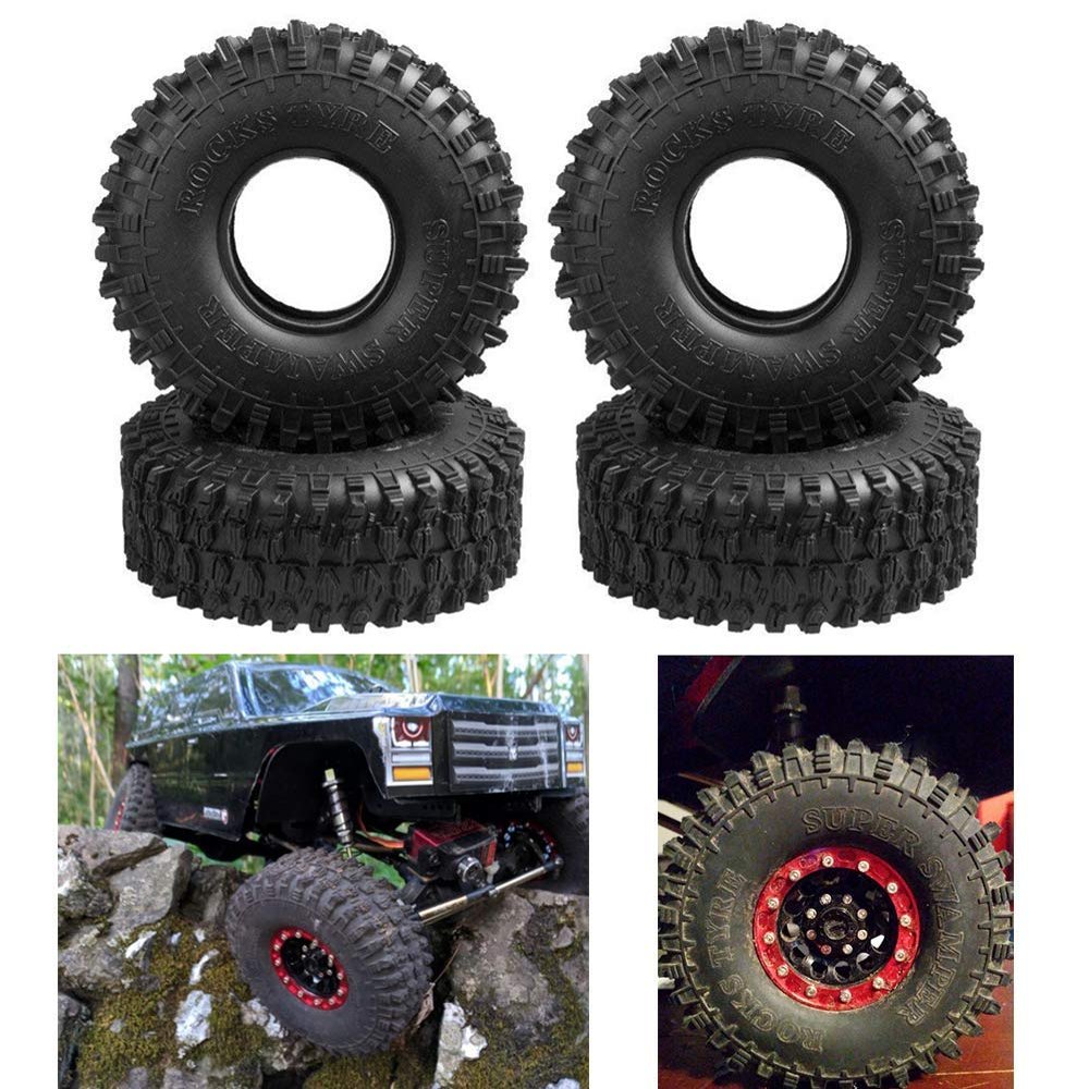 4Pcs Heavy Duty 120mm 1.9" Rubber Tires with Foam for 1/10 SCX10 D90 TRX-4 RC Crawler Car