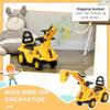 HOMCOM Ride On Excavator Pull Cart, Kids Digger Ride on Truck with Horn, Under Seat Storage, Sit and Scoot Pretend Play Toy Construction Car for Ages 18-48 Months view 3