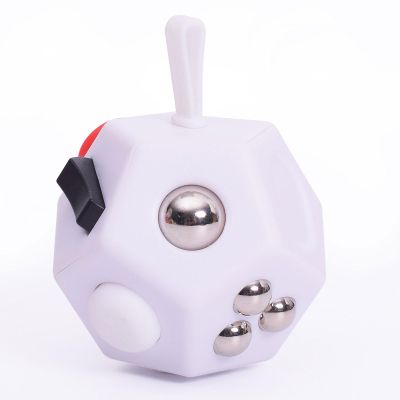 UOOEFUN Fidget Toys Cube,12 Sided Finger Cube,Sensory Toys Relief Stress,Autism and Anxiety Depression Anti for Kids Adults Improve Focus (White)