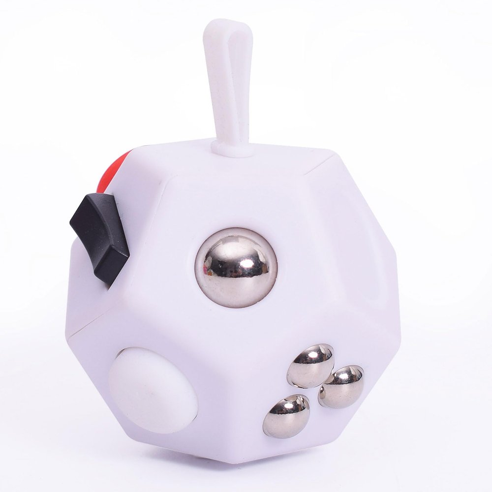 UOOEFUN Fidget Toys Cube,12 Sided Finger Cube,Sensory Toys Relief Stress,Autism and Anxiety Depression Anti for Kids Adults Improve Focus (White)