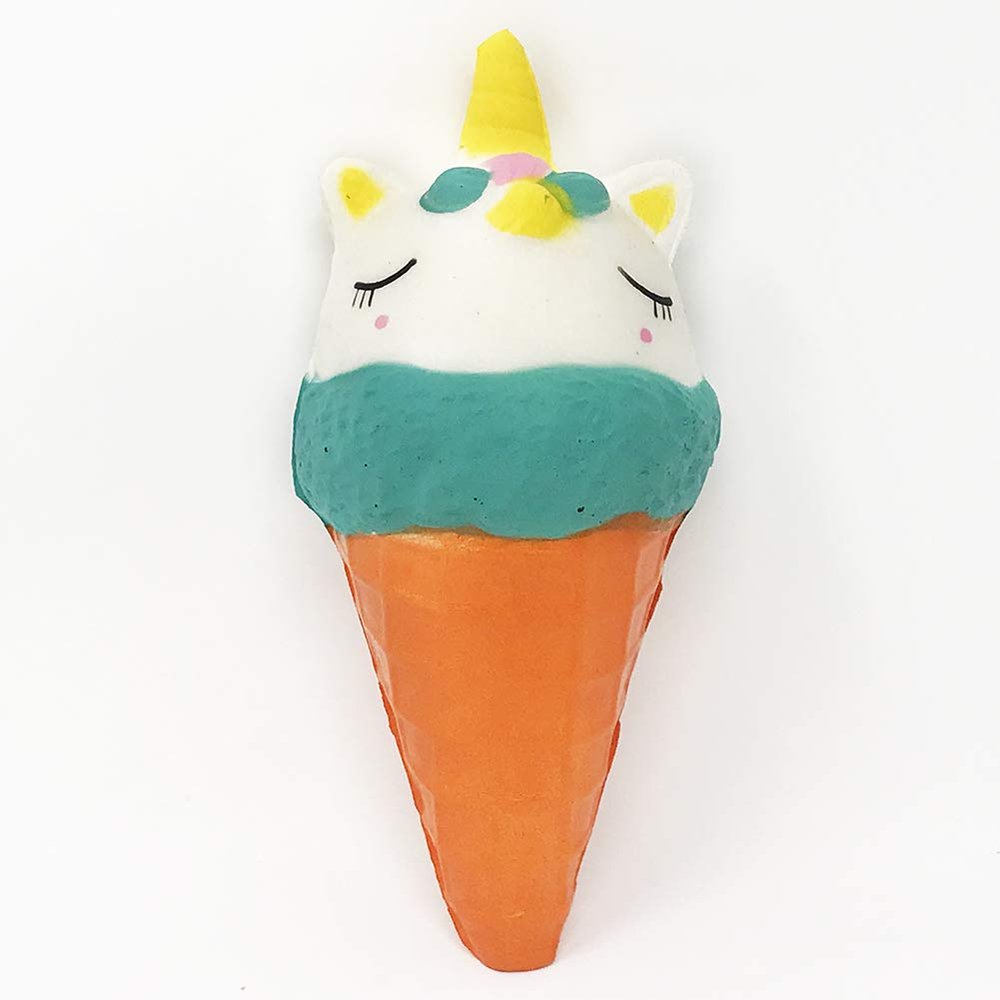 Magik Scented Jumbo Squishies Unicorn Bear Ice Cream Cone Galaxy Toys Cute Slow Rising Squishy Kids Children Adult for Holiday and Stress Relieve (Unicorn Cone, Green, 7.48 x 3.35 Inch)