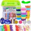 DIY Slime Kit Supplies Kids  Ready Slimes Making Kits Craft for Girls Boys Children Set Includes Big Box, Glow Powder, Slim, Clear Slime, Glitter, Egg Putty Fruit Slices, Fishbowl Foam Beads view 1