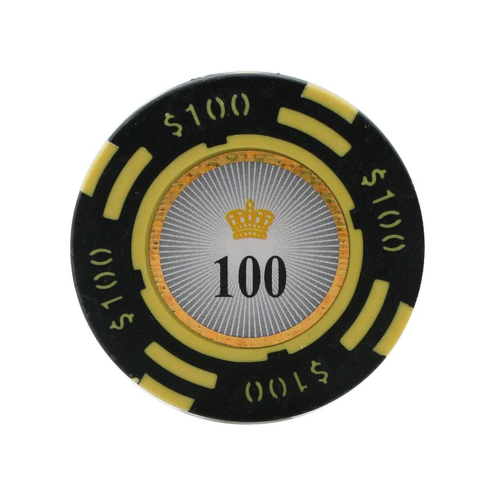 Versa Games Crown Casino Clay Poker Chips in 13.5 Gram Weight Pack of 50 (Black)