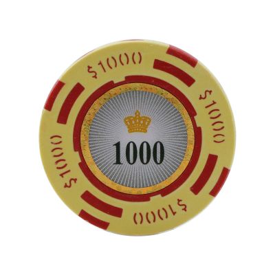 Versa Games Crown Casino Clay Poker Chips in 13.5 Gram Weight - Pack of 50 (Choose Colors) (Yellow)