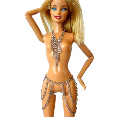 1:6 scale chain dress, body jewelry miniature harness accessories, metal weaving