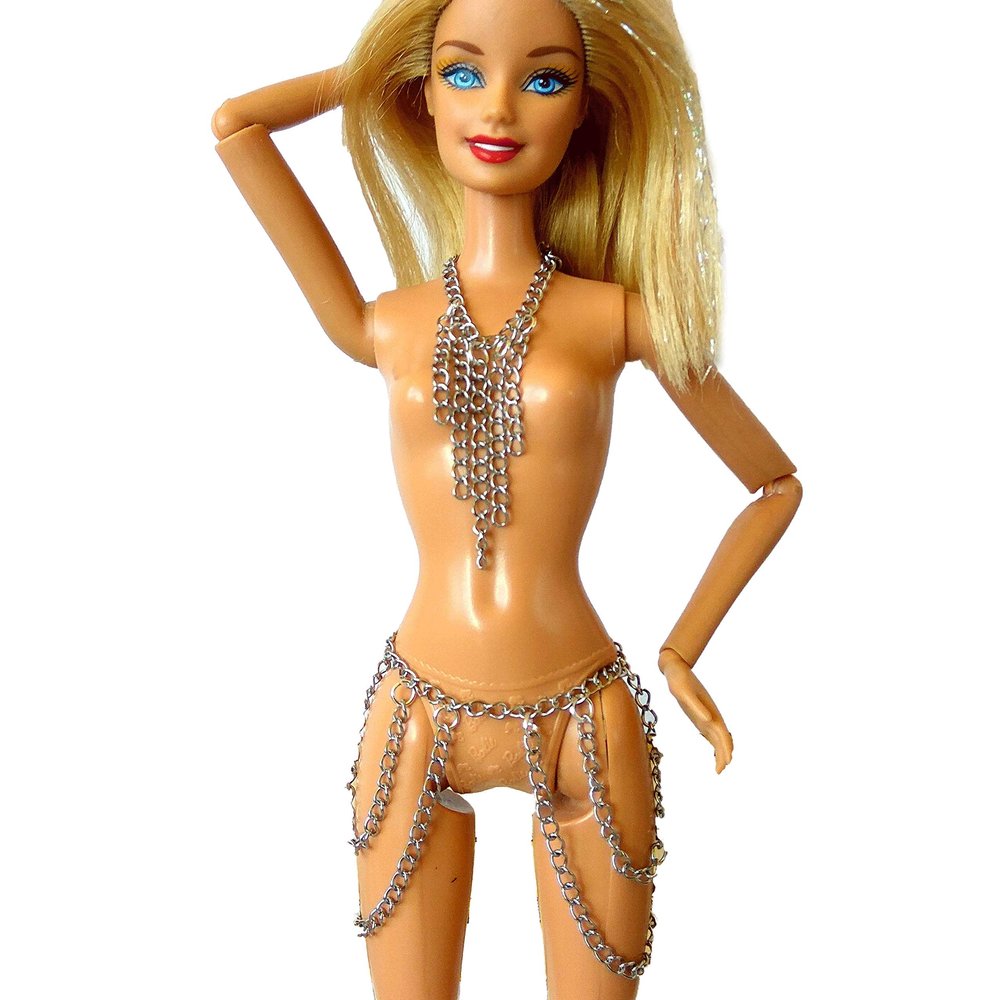 1:6 scale chain dress, body jewelry miniature harness accessories, metal weaving