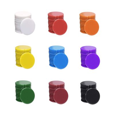 Shapenty 3/4Inch / 19mm Small Plastic Learning Counters Disks Chip Counting Discs Markers for Math Practice and Poker Chips Game Tokens with Storage Box, 9 Colors, 135PCS