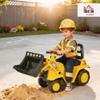 HOMCOM Ride On Excavator, Kids Bulldozer Pull Cart with Horn, Under Seat Storage, Sit and Scoot Pretend Play Toy Construction Car for Ages 18-48 Months view 2