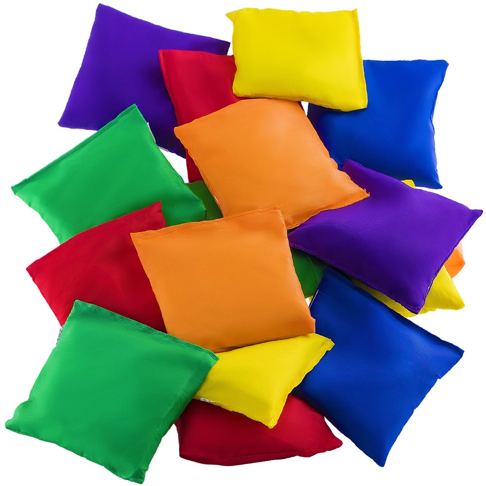 Prextex 12 Nylon Bean Bags for Toss Games - Set in Multiple Colors for Kids and Adults - Durable, Tear-Resistant - Ideal for Outdoor Games, Parties, Tailgates, BBQs - Ages 3 and Up - 4 x 2 x 3 Inch,