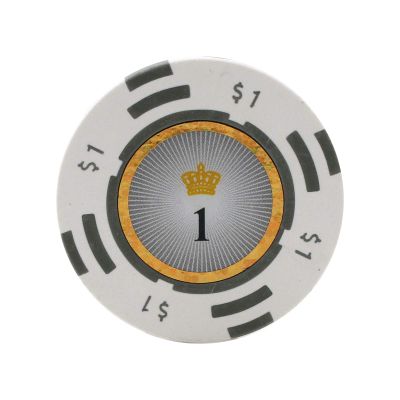 Versa Games Crown Casino Clay Poker Chips in 13.5 Gram Weight - Pack of 50 (Choose Colors) (White)