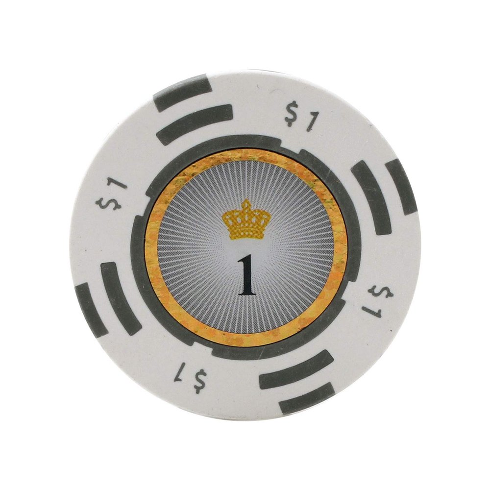 Versa Games Crown Casino Clay Poker Chips in 13.5 Gram Weight - Pack of 50 (Choose Colors) (White)