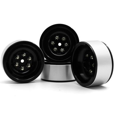 4Pcs 1.9" Aluminum Metal Wheel Rims for 1/10 RC Axial SCX10 Tamiya CC01 D90 D110, Silver Black
