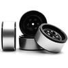 4Pcs 1.9" Aluminum Metal Wheel Rims for 1/10 RC Axial SCX10 Tamiya CC01 D90 D110, Silver Black view 2