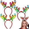 AMENON 3 Pack Christmas Light Up Christmas Headband, LED Reindeer Headwear Accessories Party Supplies for Adult view 1