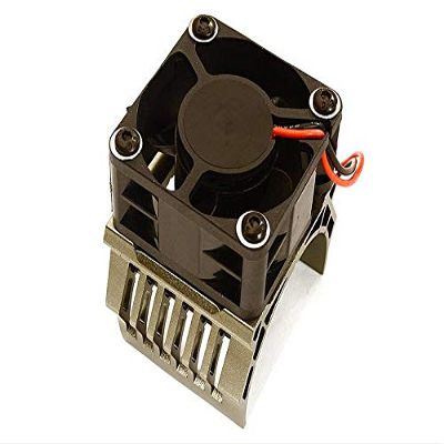 Integy 42mm Grey Motor Heatsink+40x40mm Cooling Fan 16k RPM for 1/10 Summit & E-Revo