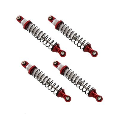 Atomik Alloy Front & Rear Shock Set - RC Car Replacement for Traxxas TRX-4 - Hardened Billet 6061 Aluminum, Front & Rear Chassis Upgrade - Red
