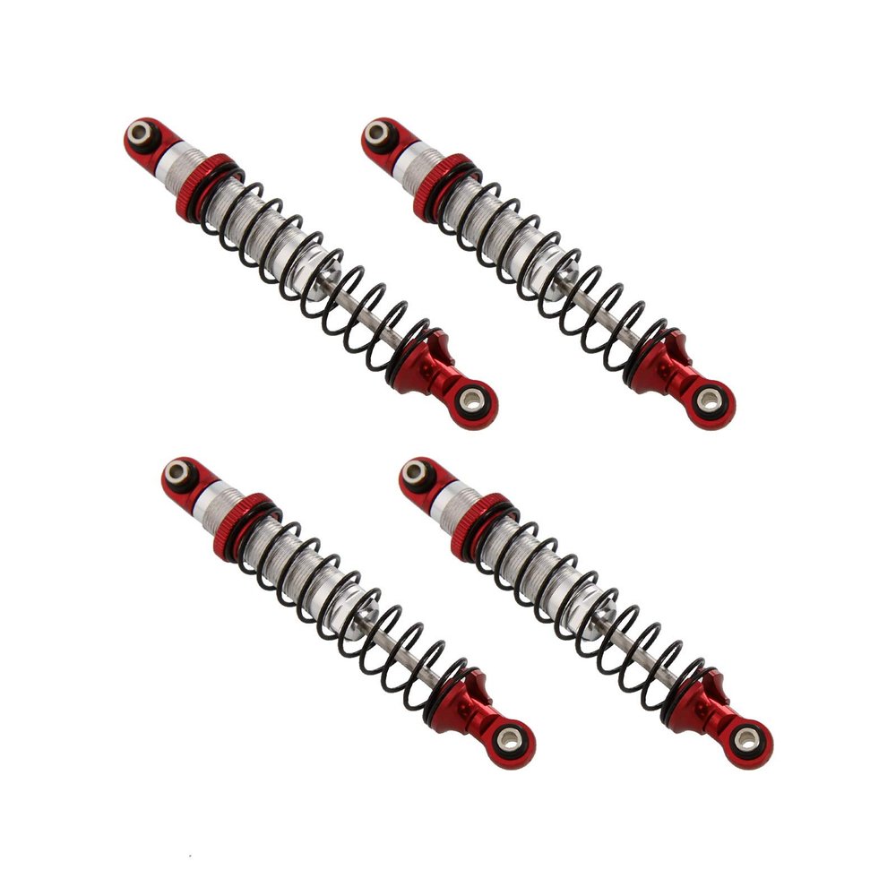Atomik Alloy Front & Rear Shock Set - RC Car Replacement for Traxxas TRX-4 - Hardened Billet 6061 Aluminum, Front & Rear Chassis Upgrade - Red